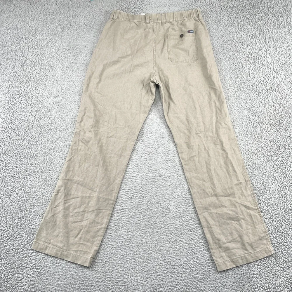 Cova Pants Mens XL Tan Linen Blend H15007 Casual Straight Leg Elastic Waist